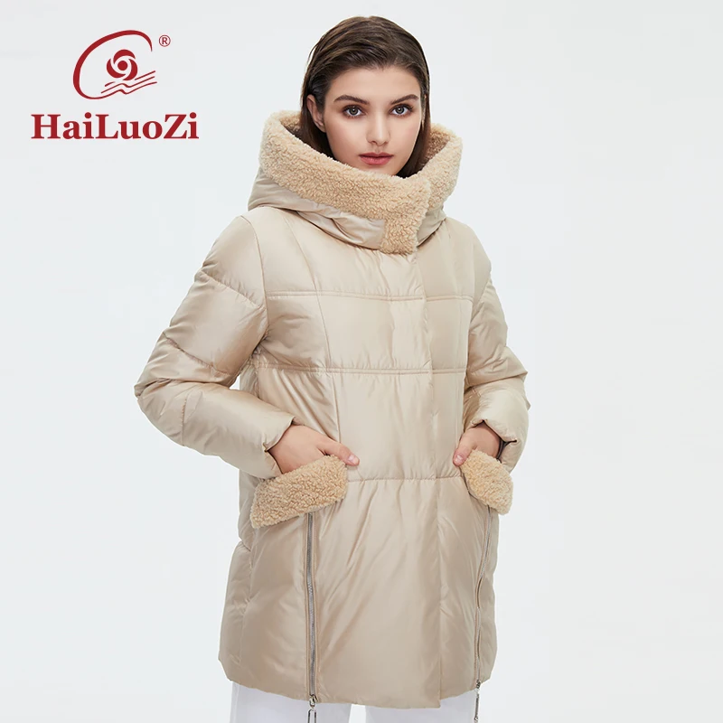 Новинка 2022 зимняя женская куртка HaiLuoZi Короткое женское пальто модное