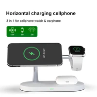 15w fast wireless charge dock station 5 in 1 desk magnetic charger for phone airpods earphone touch control adjust light holder