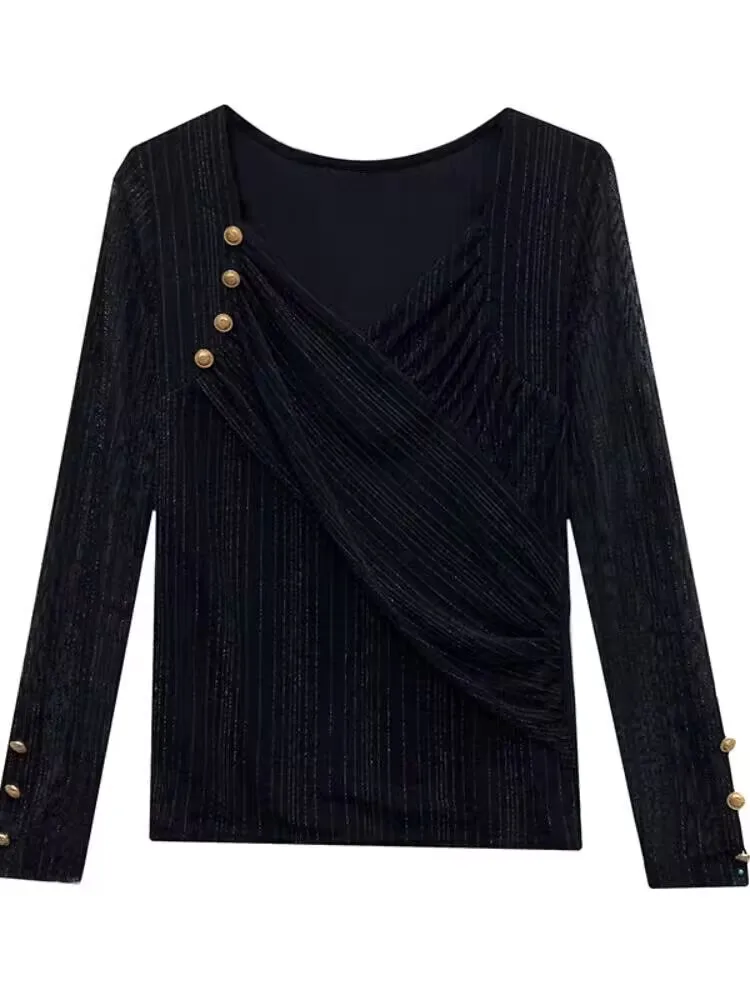 Очаровательный элегантный женский осенне-зимний пуловер футболка с