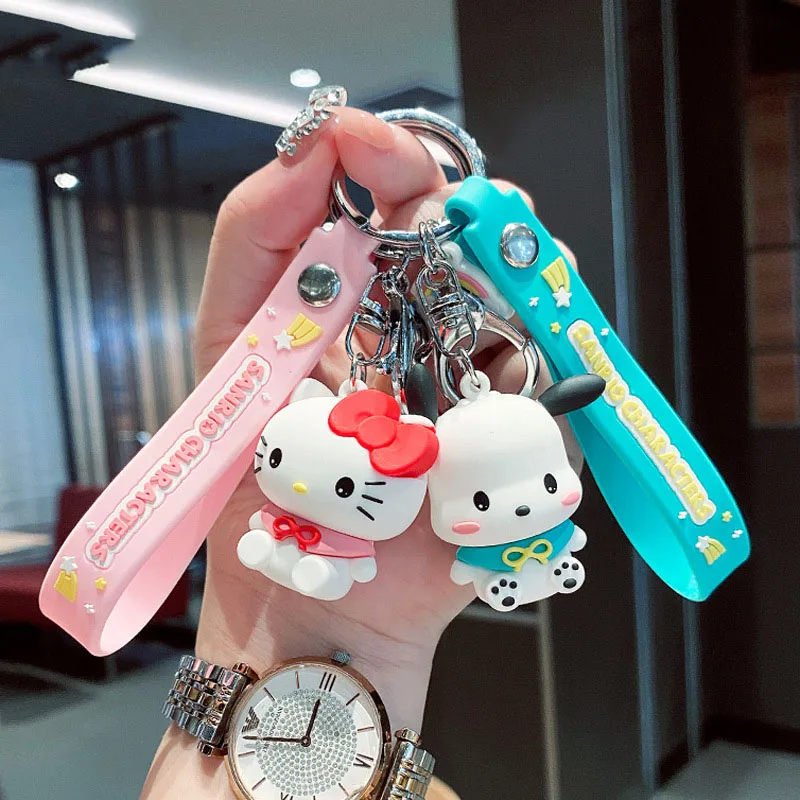 

Sanrio Kawaii Anime Character HelloKitty Kuromi Mymelody Cinnamoroll Pompom Purin New Soft Keychain Car Key Backpack Pendant