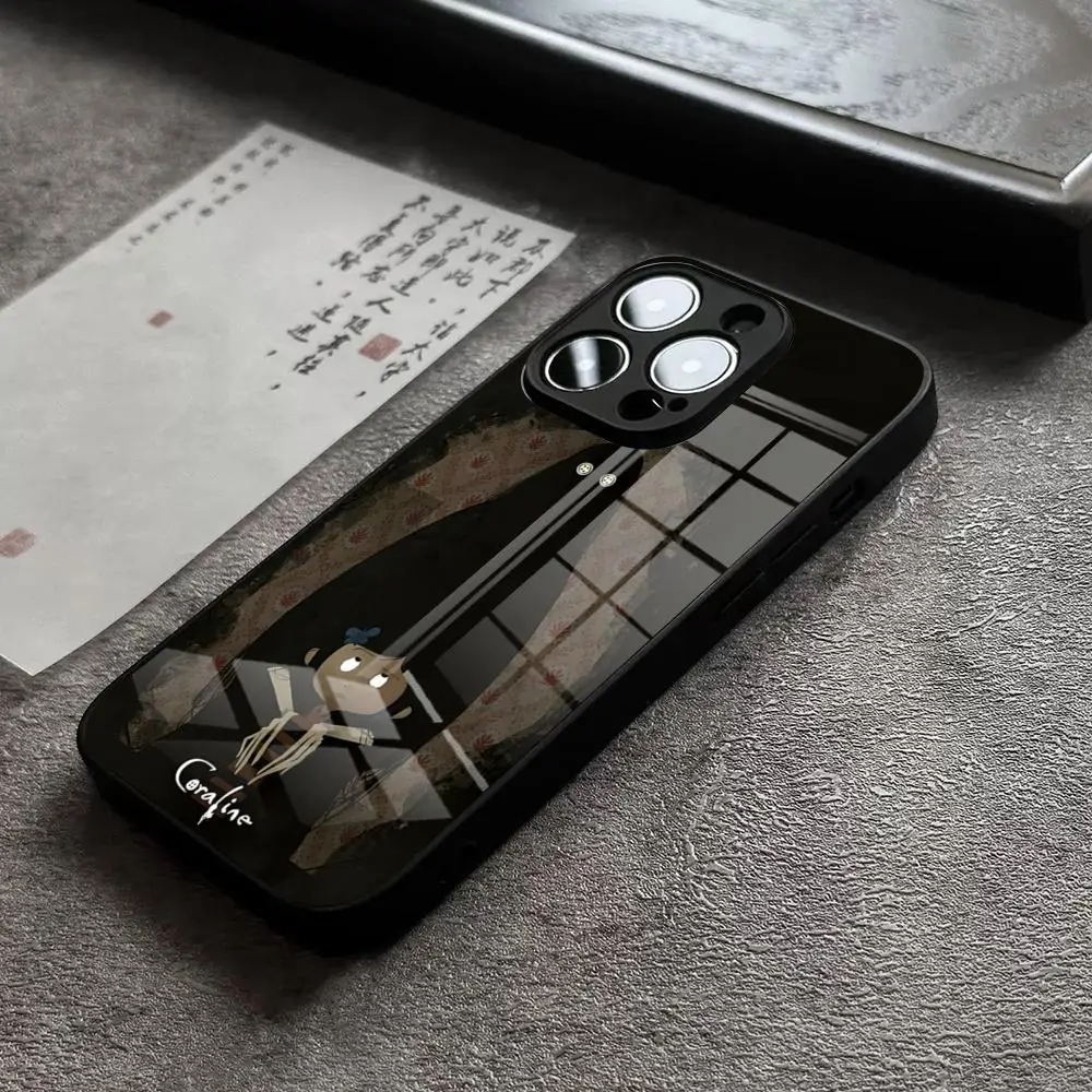 C-Coraline And The Magic Door Phone Case For IPhone 13 Pro Max 14 Plus 12 Mini 11 15 X XR XS 8 7 SE Tempered Glass Cover