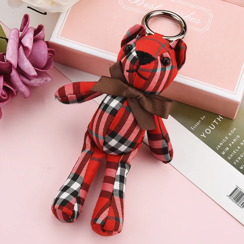 Милые стильные брелоки из ткани с маленьким медведем для женщин Шарм-подвеска