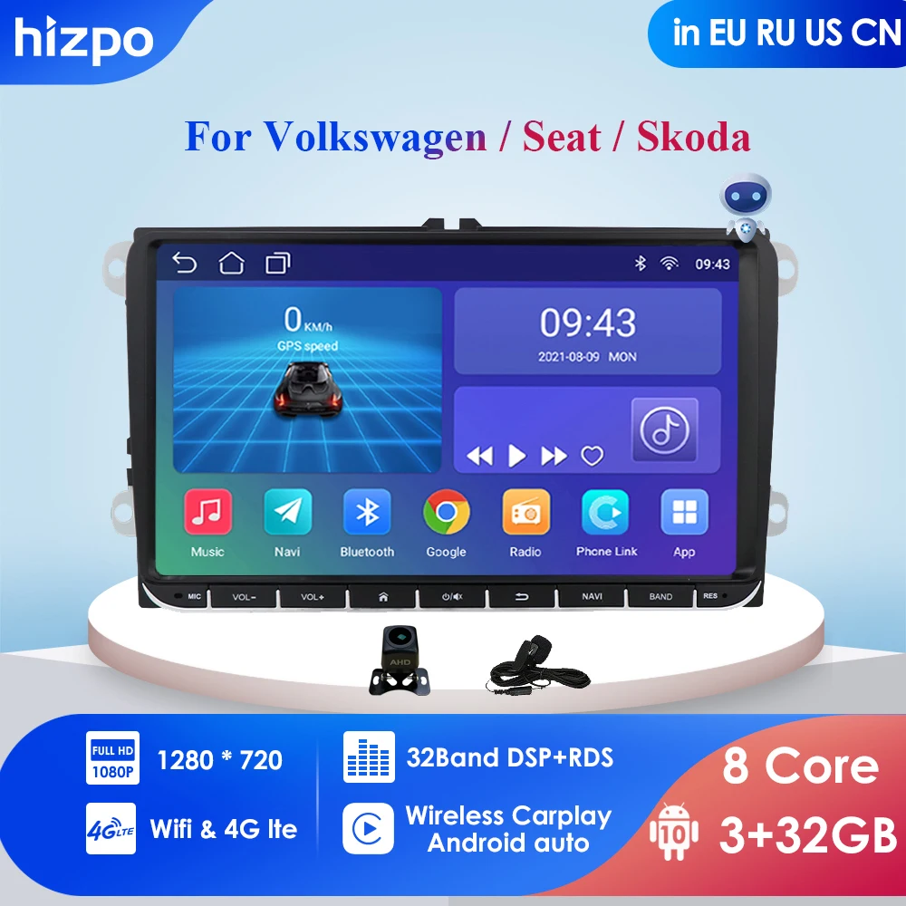2 Din Android 4G Car radio GPS Navigation For VW Passat B6 amarok volkswagen Jetta T5Skoda Octavia 2 superb2 golf 5 6 Multimedia