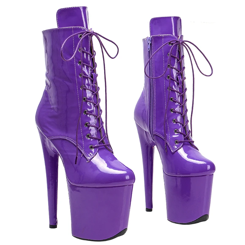 Leecabe  20CM/8inches Patent PU  shinny upper  fashion shoes   High Heel platform Pole Dance boot