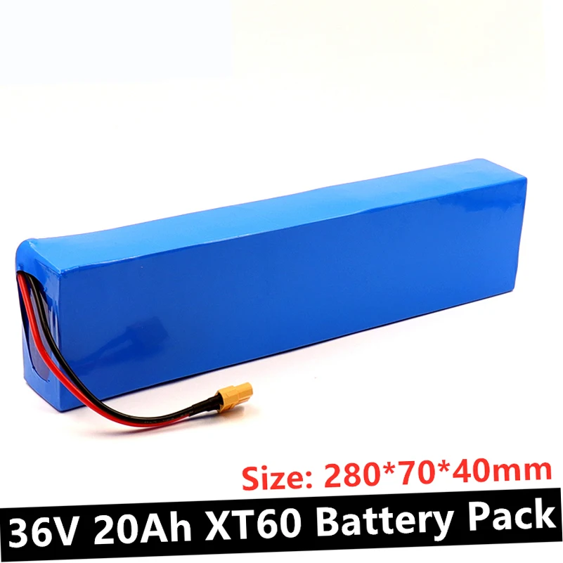 

36V 10S3P 20Ah Rechargeable Battery 18650 Lithium Battery Pack for 250W-600W Scooters, Electric Bicycles, With 20A BMS +XT60
