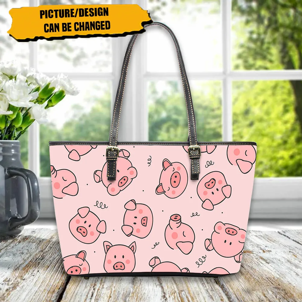 

Симпатичная розовая лечебная Повседневная сумка Coloranimal с изображением свинки из мультфильма для женщин, дизайнерская роскошная сумка через плечо, женская кожаная сумка-тоут