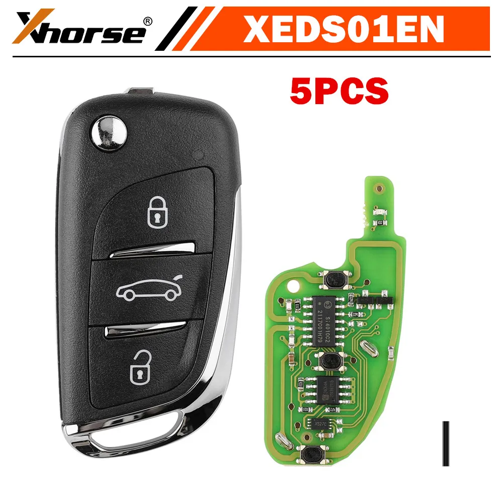

5 шт./лот Xhorse XEDS01EN DS Style Super Remote 3 кнопки со встроенным суперчипом-транспондером английская версия