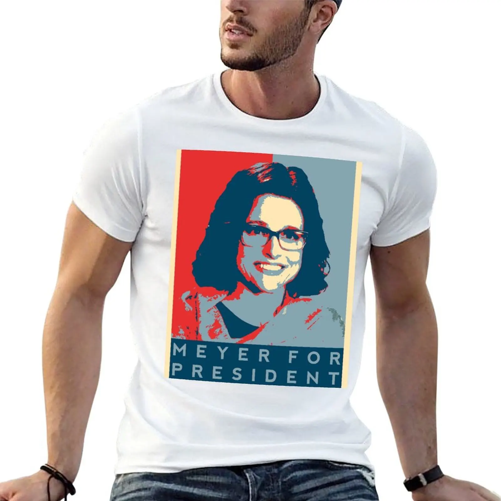 Фото Футболка Veep's 'Meyer for President', мужская футболка, 100% хлопок, мягкие забавные футболки для мужчин, хлопковая футболка №1