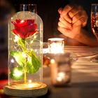Подарок на день Святого Валентина 2022, светодиодный вечный волшебный цветок из фольги 24 карата с Зачарованными галактическими розами, Сказочная гирлянда в куполе для свадьбы