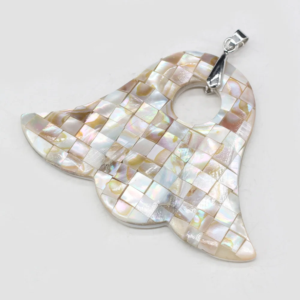 

Подвеска в форме колокольчика, мозаика из натурального пресноводного камня в виде ракушки, для изготовления ювелирных изделий «сделай сам»...