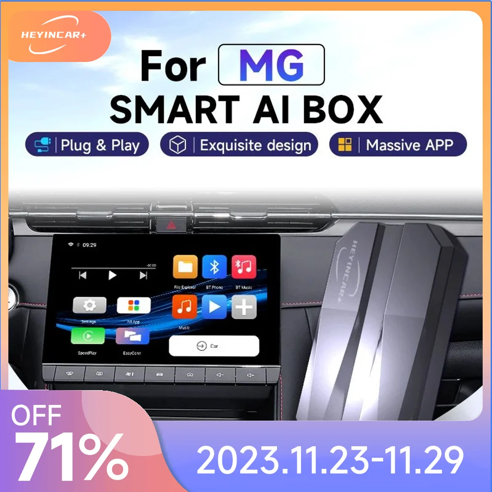 

2023 HEYINCAR Smart AI Box Wireless Android Auto CarPlay Adapter For MG ZS EV MULAN MG4 MG5 EHS MARVEL R MAXUS For YouTube IPTV
