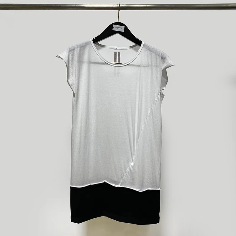 

Women Summer T-shirts Asymmetrical Patched Soft Cotton High Street Owens Slim Top Tee Men's Clothing Streetwear T-Shirt