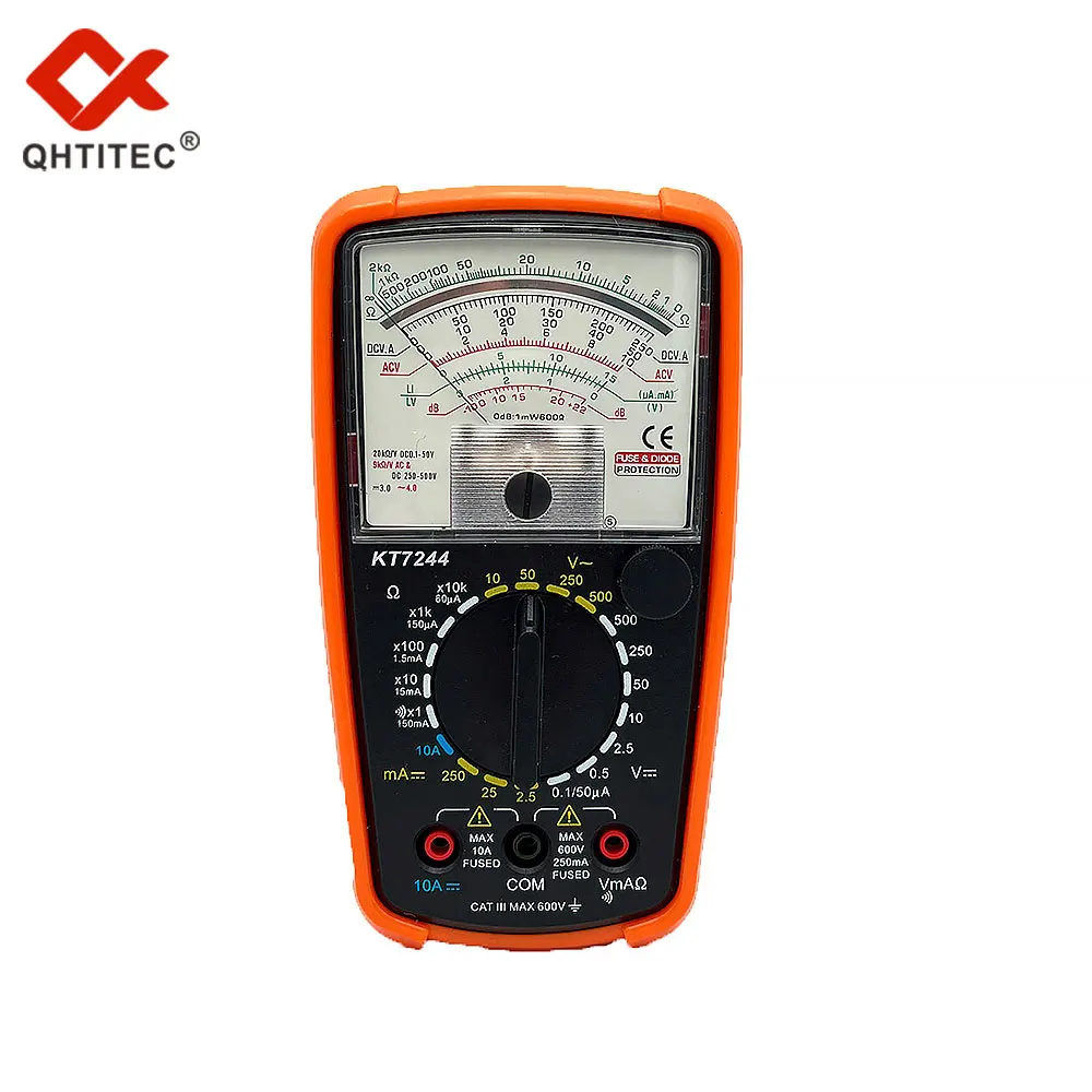 

QHTITEC Professional Analog Multimeter High Precision Ammeter Voltmeter Resistance Meter 3 in 1 AC DC 500V 10A Electrician Tools