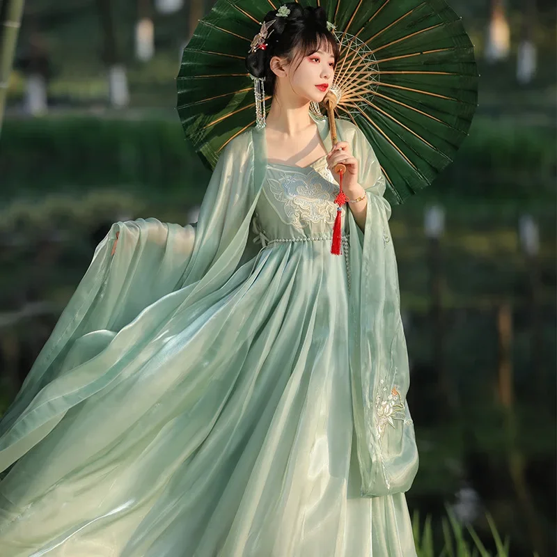 JC28 Оригинальное женское платье Chebula Hanfu династии Тан стильная древняя зеленая