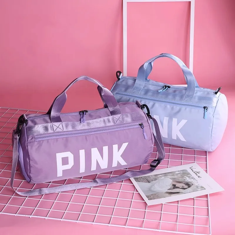 Gym Fitness Training PINK Bag Letter Outdoor Sports Bag Package Yoga Handbag High Capacity Sports Crossbag Women Travel Luggage