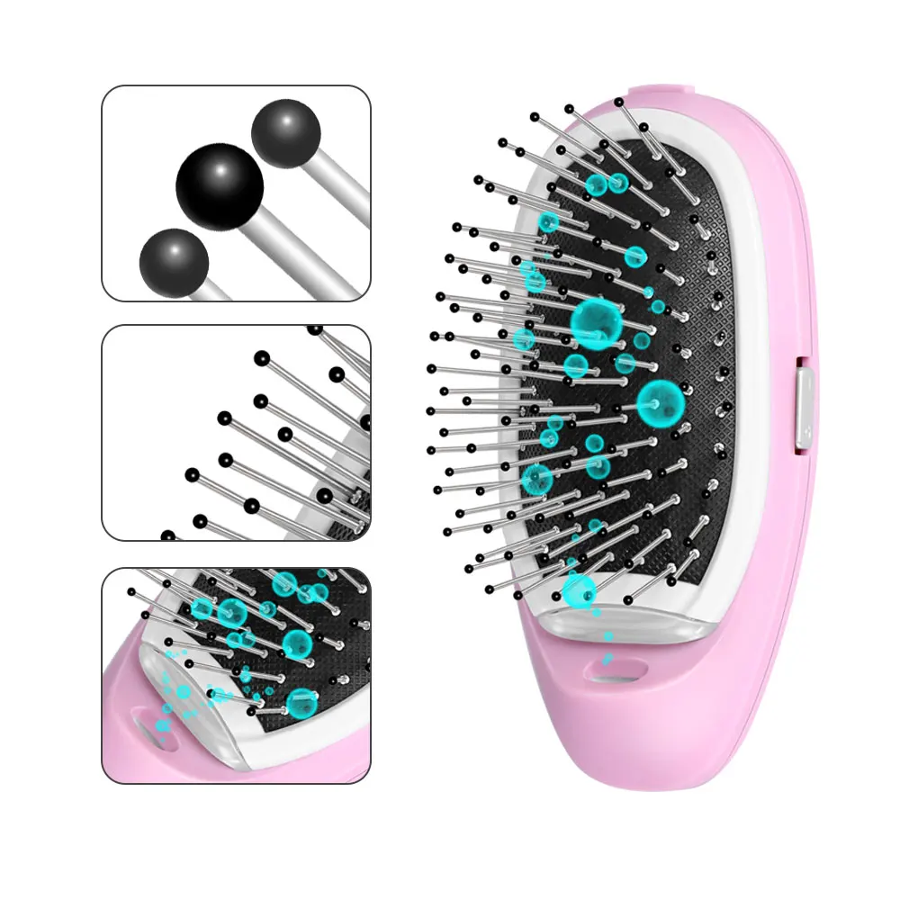 

Portable Ionic Hairbrush Electric Negative Ions Hair Comb Anti Static MassageComb US Fast Shipping Styling Tool for Dropshipping