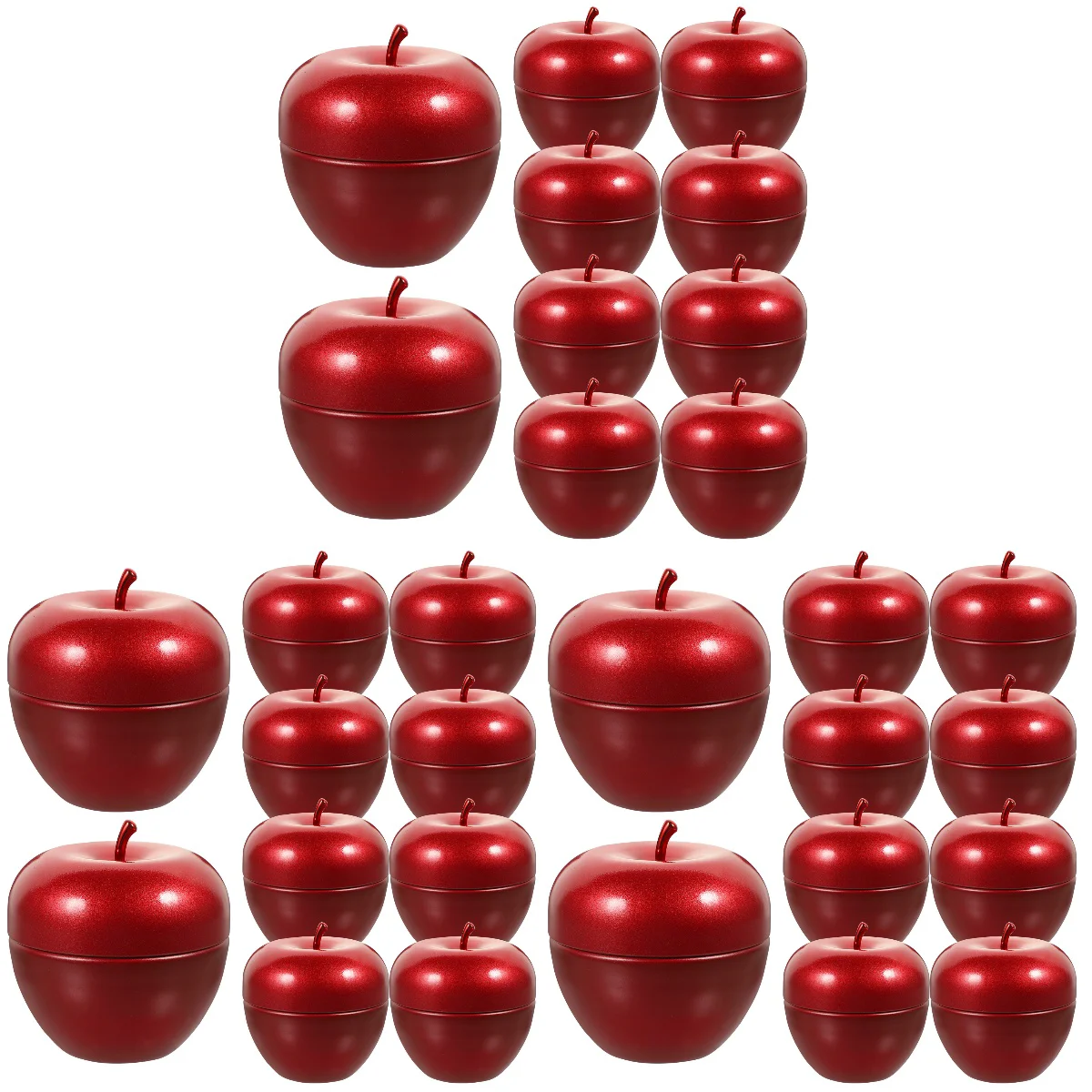 

30 Portable Flower Tea Canisters Apple-design Storage Jars Tinplate Loose Powder Boxes