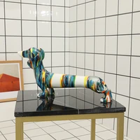 art color cartoon dachshund dog resin crafts animal modern creative home bedroom decoration living room gift