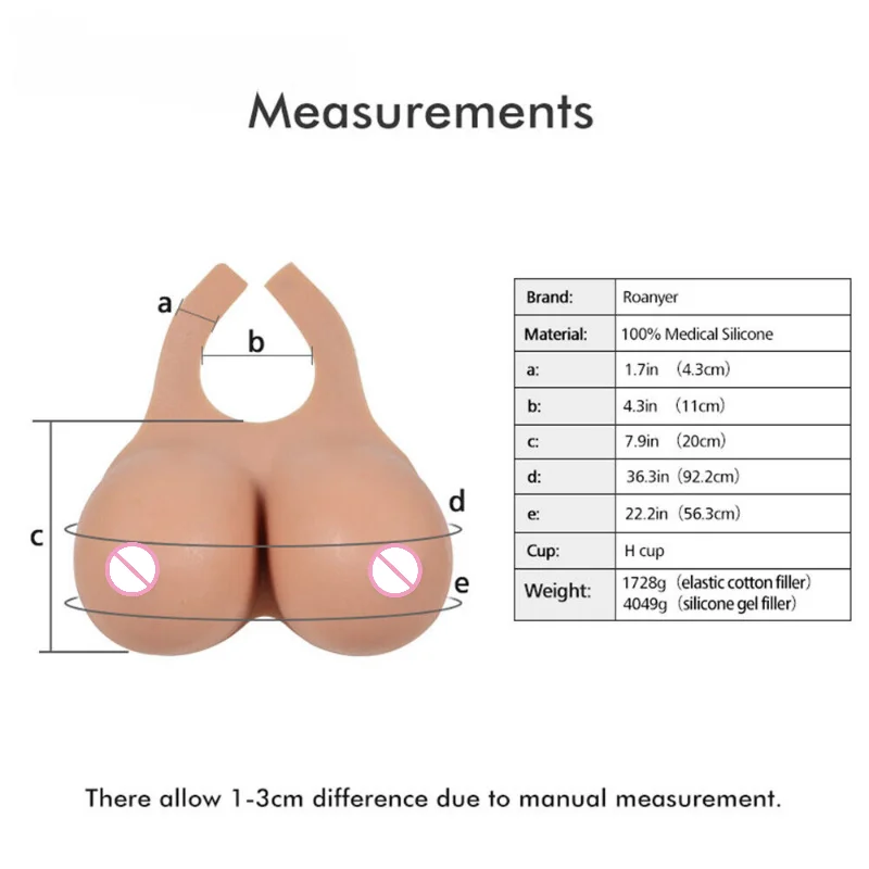 H Cup Halter Backless Strap on Silicone Breast Forms Fake Boobs Crossdressers Costume for Large-scale Events