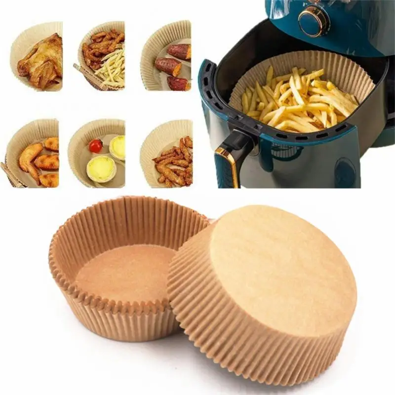 

50pc Air Fryer Parchment Wood Pulp Steamer Baking Oil-proof and Oil-absorbing Paper for Barbecue Plate Food Oven Kitchen Pan Pad