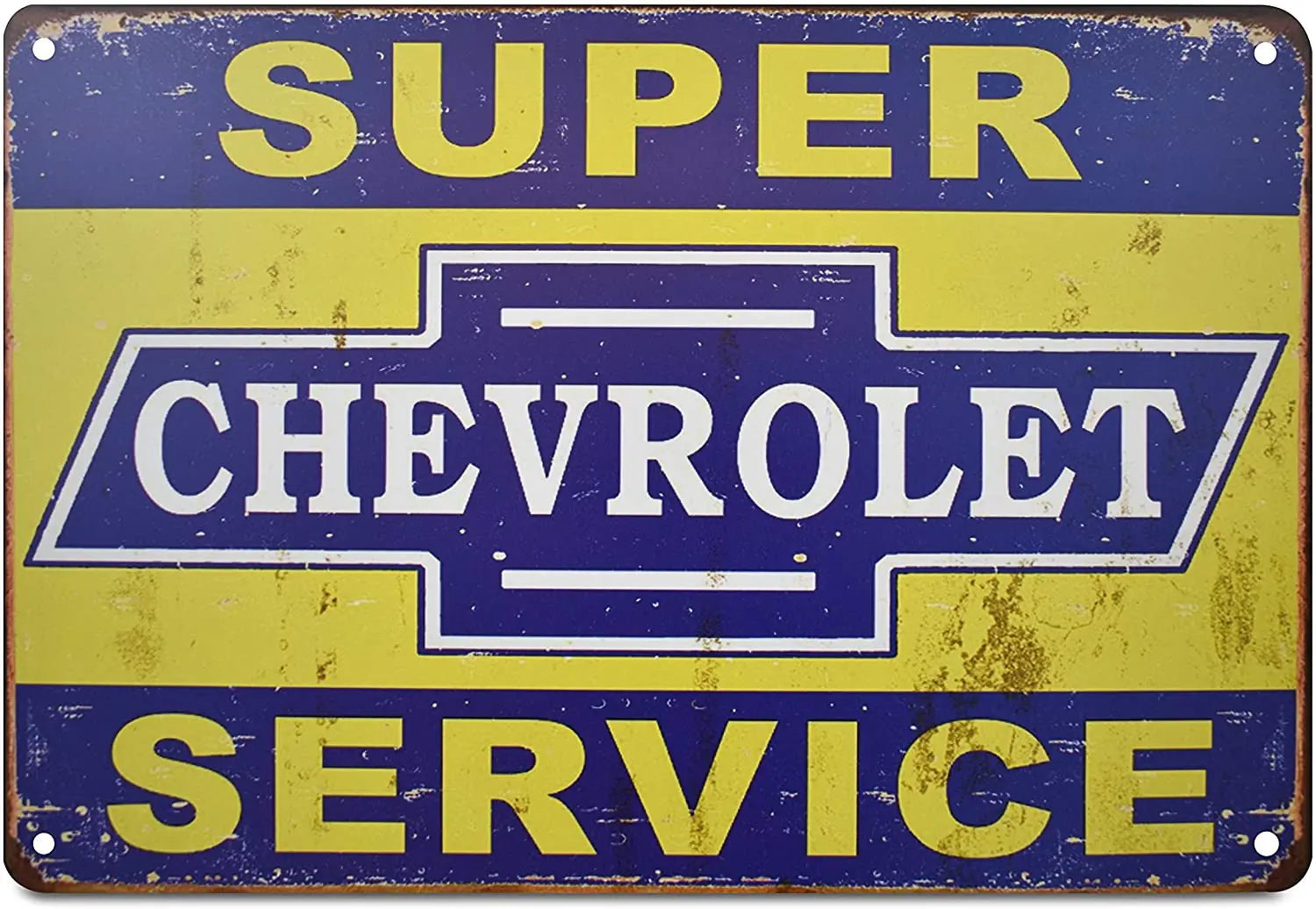 

Super Service Chevrolet Cars Retro Distressed Metal Tin Sign Plate Posters Wall Decor 12x8 Inch