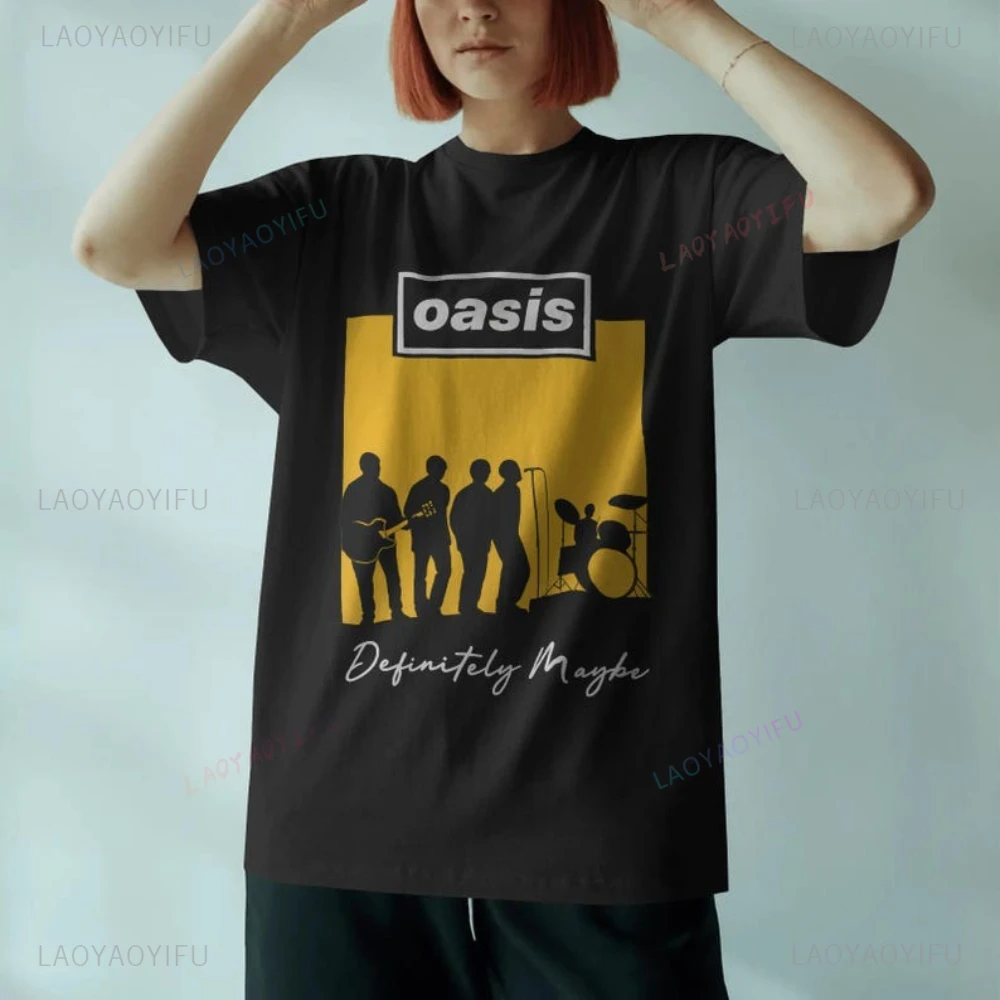 Фото Oasis Band Heavy Cotton Music Lover в стиле гранж, женские футболки с графическим рисунком, концертная одежда, подарок для любителей рок, футболка 2025 года, альтернатива №1