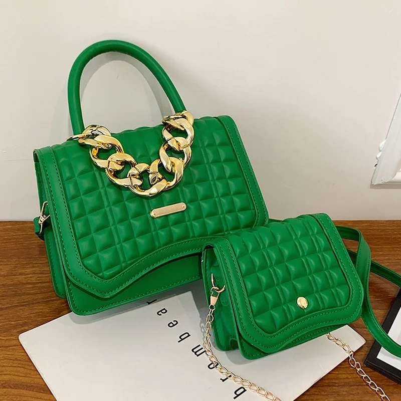 

Vintage Women's PU leather handbag, thick chain handbag, small bag, high quality, designer, luxury brand, shoulder strap, new