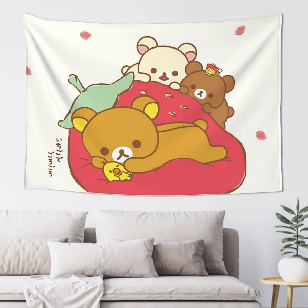 

Любовь клубника Rilakkuma гобелен с медведем настенные подвесные коврики Dorm Декор дверная занавеска
