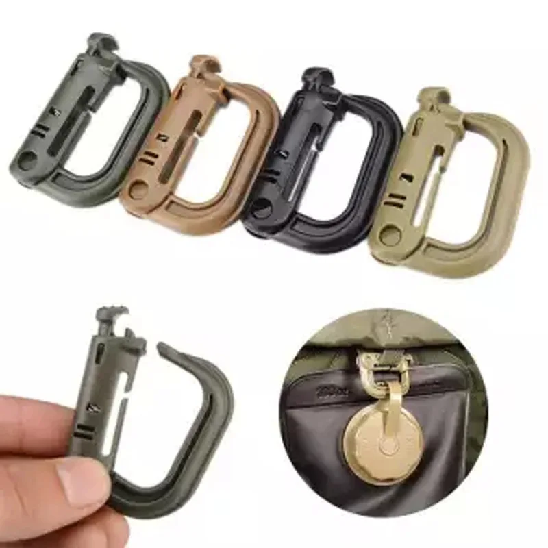 

Outdoor Molle Tactical Backpack Carabiner Plastic Edc Shackle Carabiner Practical Abs Snap D-Ring Clip Keyring Locking Ring