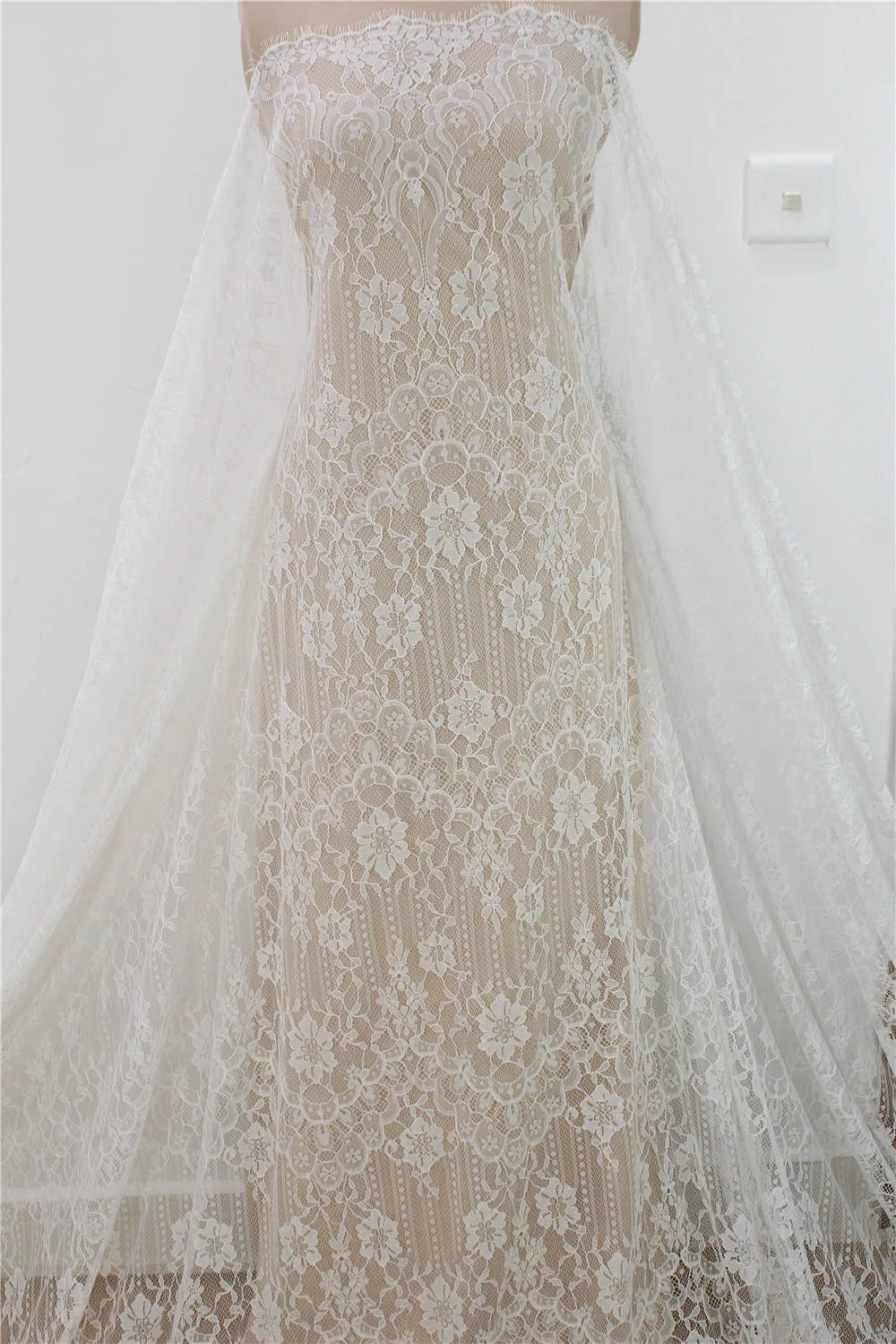 

3 метры свадебная вуаль кружевная отделка Шантильи, ткань для свадебного платья, французская кружевная отделка, кружевная ткань для ресниц