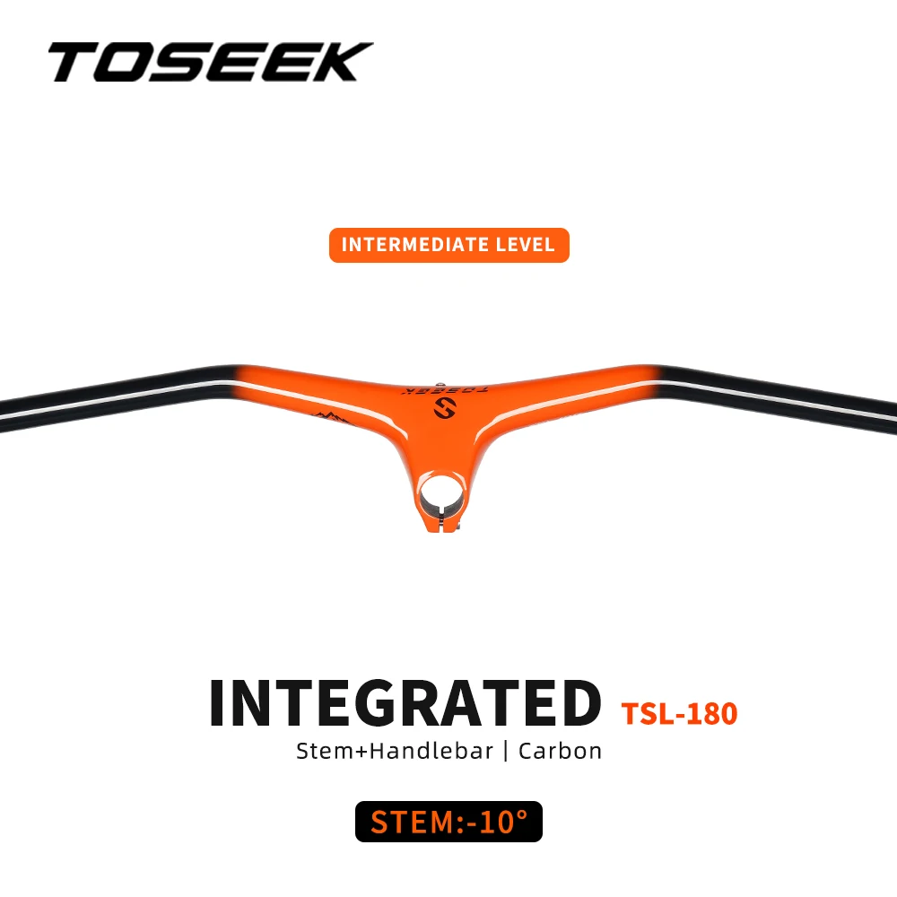 TOSEEK TSL180 Mtb Handlebars And Stem -10Degree Carbon Integrated Handlebar 260g Width780-70/80/90/100/110mm For Mountain Bike