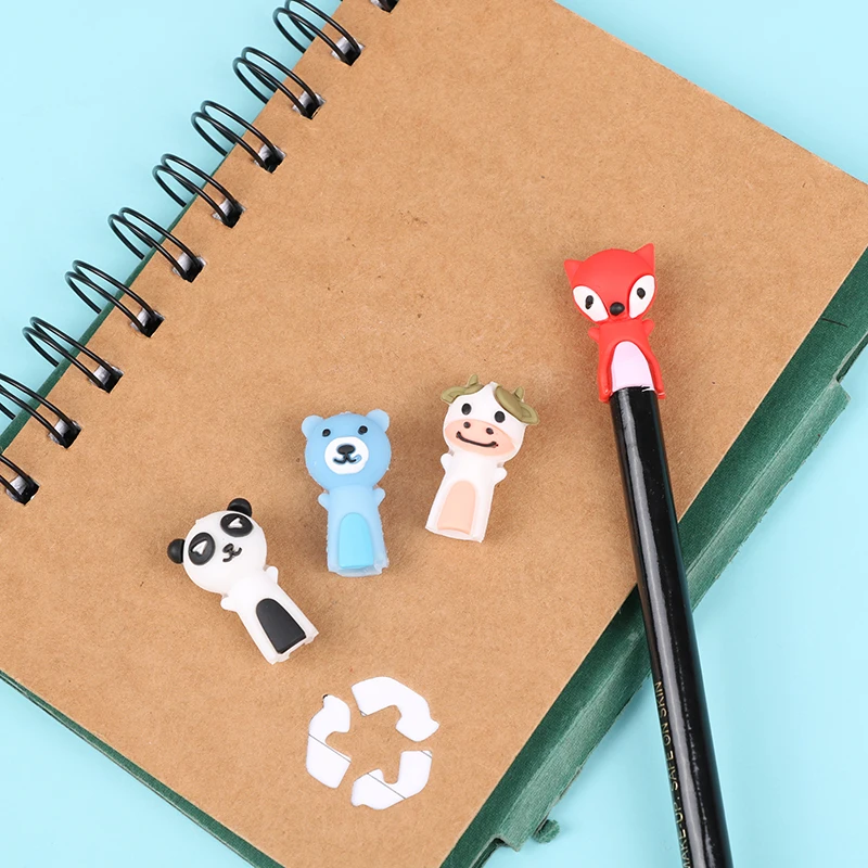 

4PCS /Set Fox Panda Cartoon Stationery Pen Cap Soft Rubber Pencil Cover