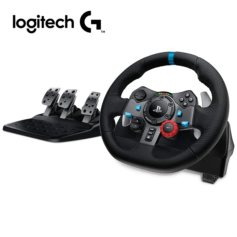 Игровое гоночное колесо Logitech G с двойным двигателем и обратной связью, движущее усилие, G29, с чувствительными педалями для PlayStation 5, черного цвета - Апрельский топ товаров с Али