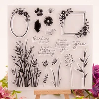 flower grass stamp rubber clear stamp seal scrapbooking photo album decorative card making new arrival 2022