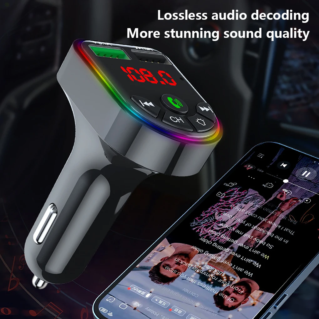 Автомобильный MP3-плеер беспроводной музыкальный передатчик Радио светодиодный