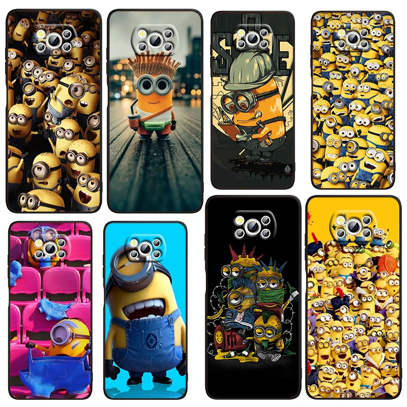 

Anime Movie Minions Cartoon Phone Case For Xiaomi Mi Poco X4 X3 NFC F4 F3 GT M5 M5s M4 M3 Pro C40 C3 5G Funda TPU Black Cover