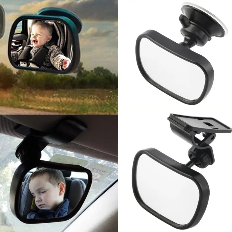 

Adjustable Mini Children Back Seat Car Accessories Black 88*55mm Suction Cup and Clip Kids Monitor Rear Convex Mirror
