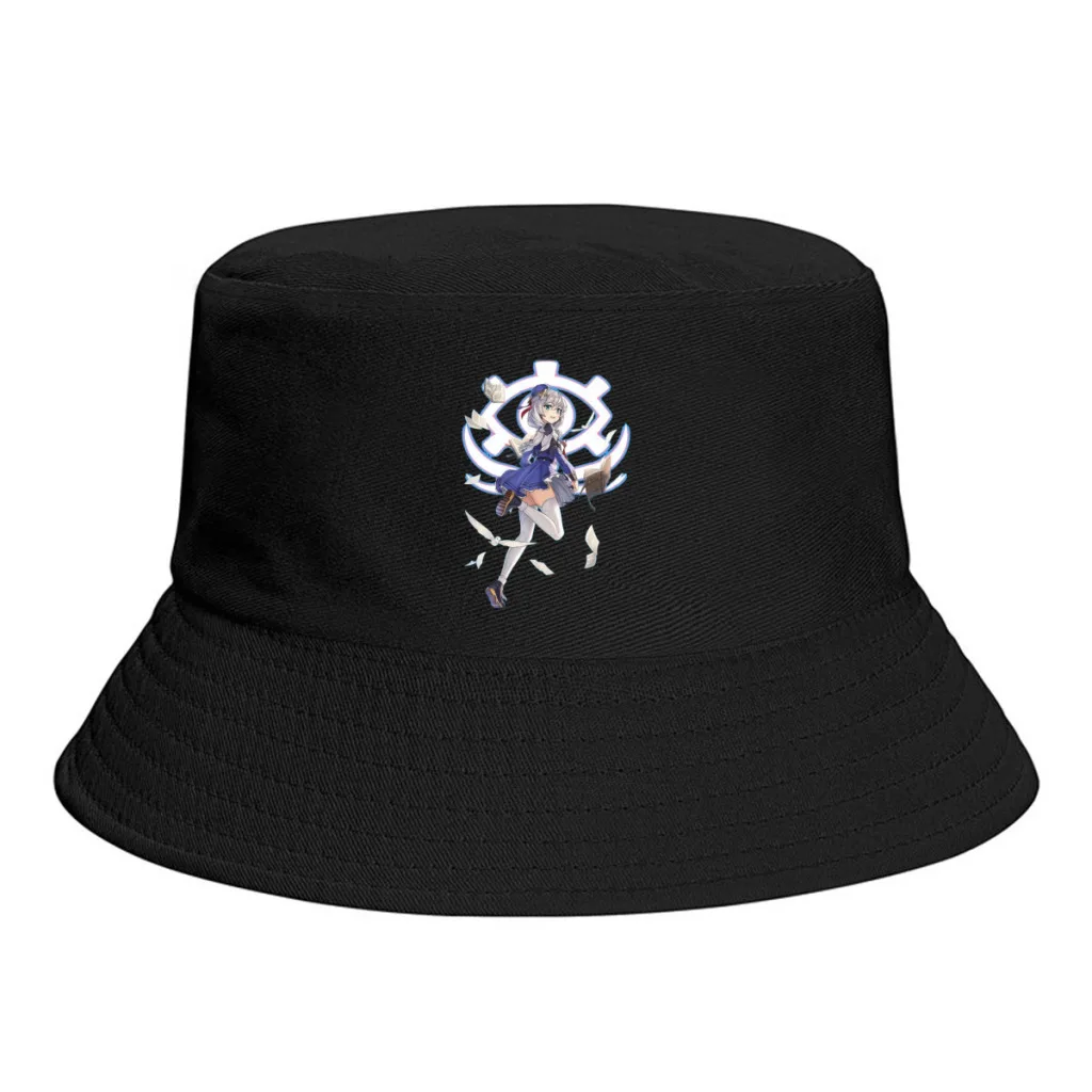 

Summer Unisex Fashion Bucket Hats Theresa Women Men Fisherman Hats Honkai Impact 3rd Mei Bronya Game Autumn Panama Sun Cap