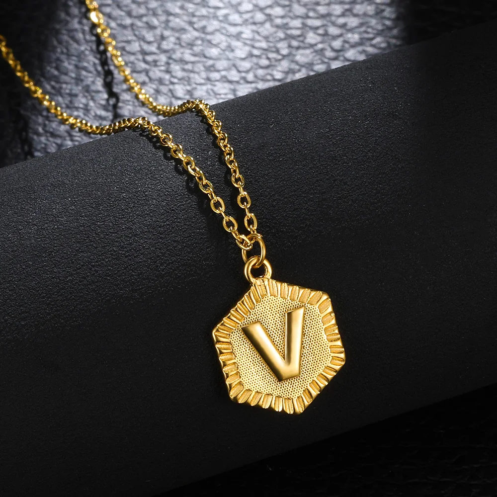

Gold Color Necklace For Women Stainless Steel A-Z Letters Pendant Chain Bridesmaid Gothic Alphabet Hip Party Jewelry Choker Gift