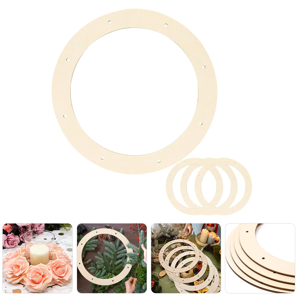 

4 Pcs Christmas Garland Wood Rings Crafts Decorate Wreath Wreaths Wooden Hoops Form