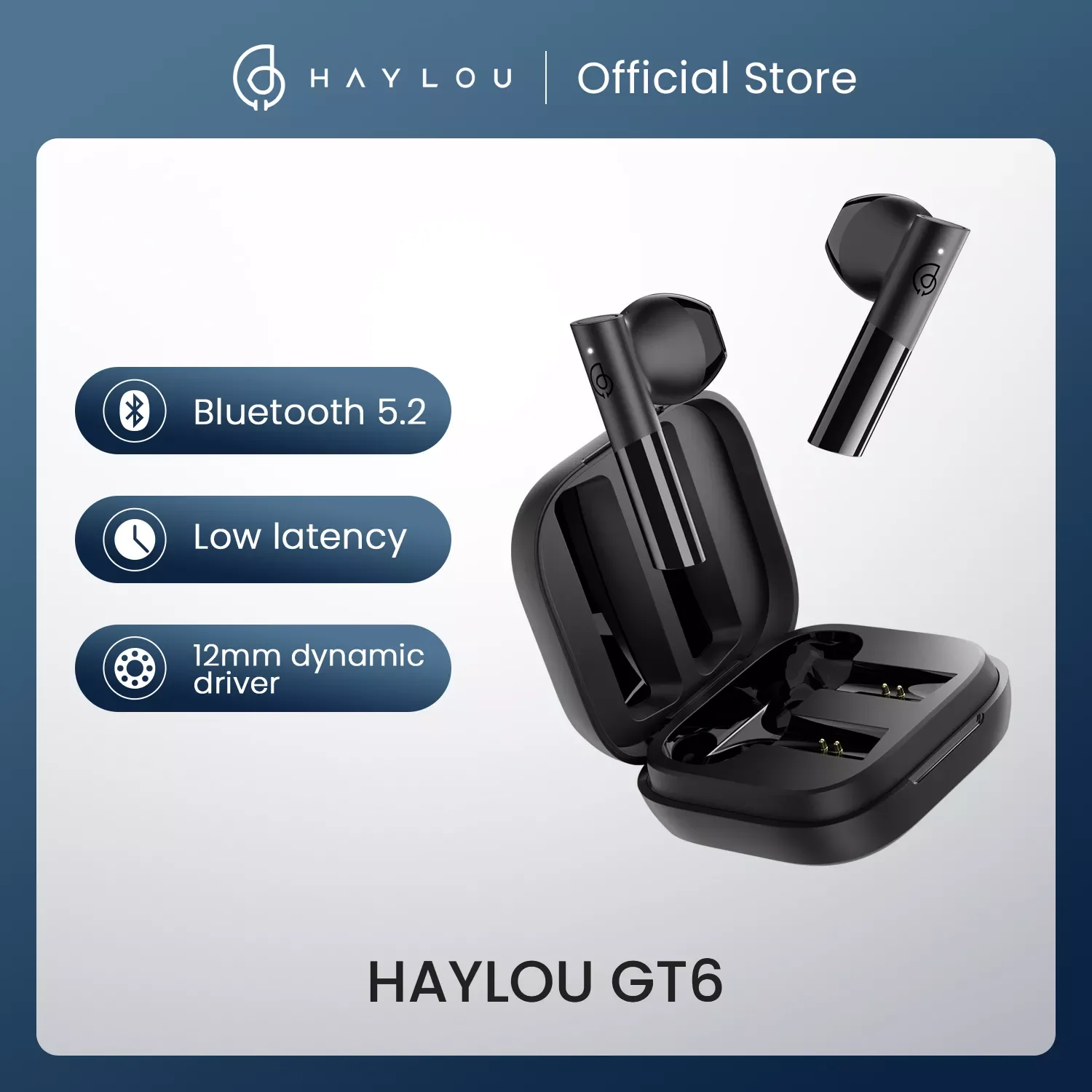 

HAYLOU GT6 True Wireless Headphone TWS Earphone Bluetooth 5.2 Semi in-ear Earbuds AAC Waterproof Headset Low Latency HD Call