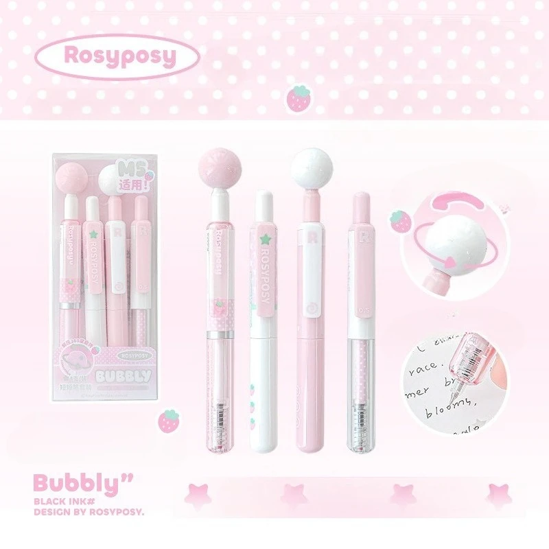 

4 шт./компл., милая корейская модная гелевая ручка, повседневная ручка с клубничными крыльями, ручка для письма, 0,5 мм, черные чернила, канцелярские принадлежности, гелевая ручка «Снова в школу»