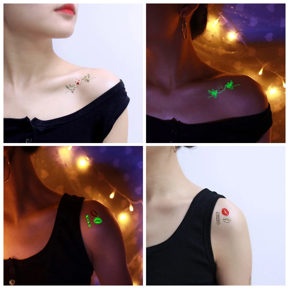 VeeCharm-День Святого Валентина временные Светящиеся Татуировки для