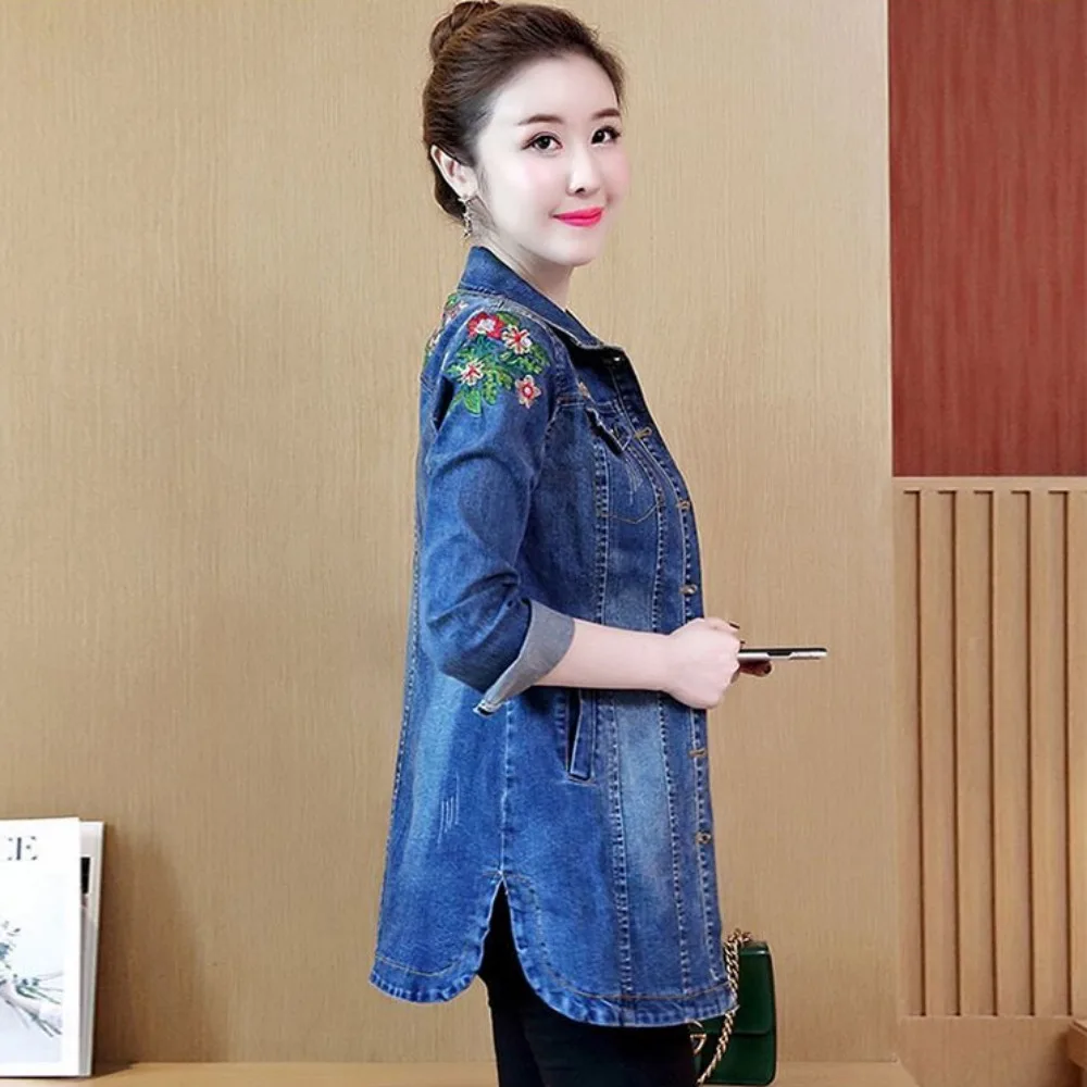 Джинсовая куртка для женщин однотонное весенне-осеннее ковбойское пальто