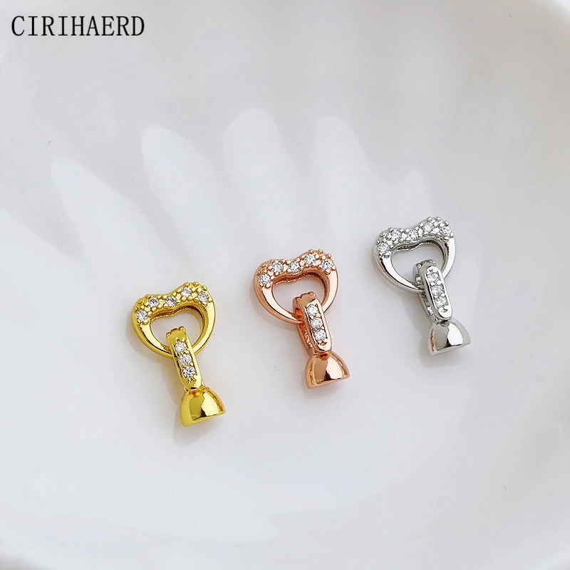 

Позолоченная инкрустированная Фианитами, 18 карат, для рукоделия, ожерелье ручной работы, аксессуары для ювелирных изделий, коннекторы, пряжка