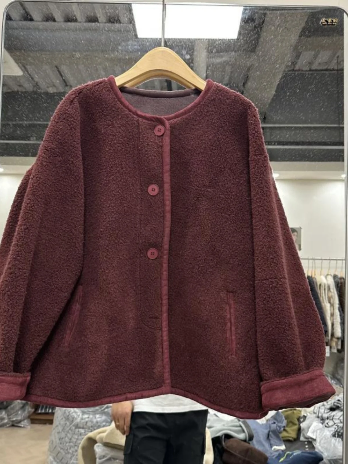 Южная Корея 007 свободная однобортная сумка с круглым вырезом контрастного цвета