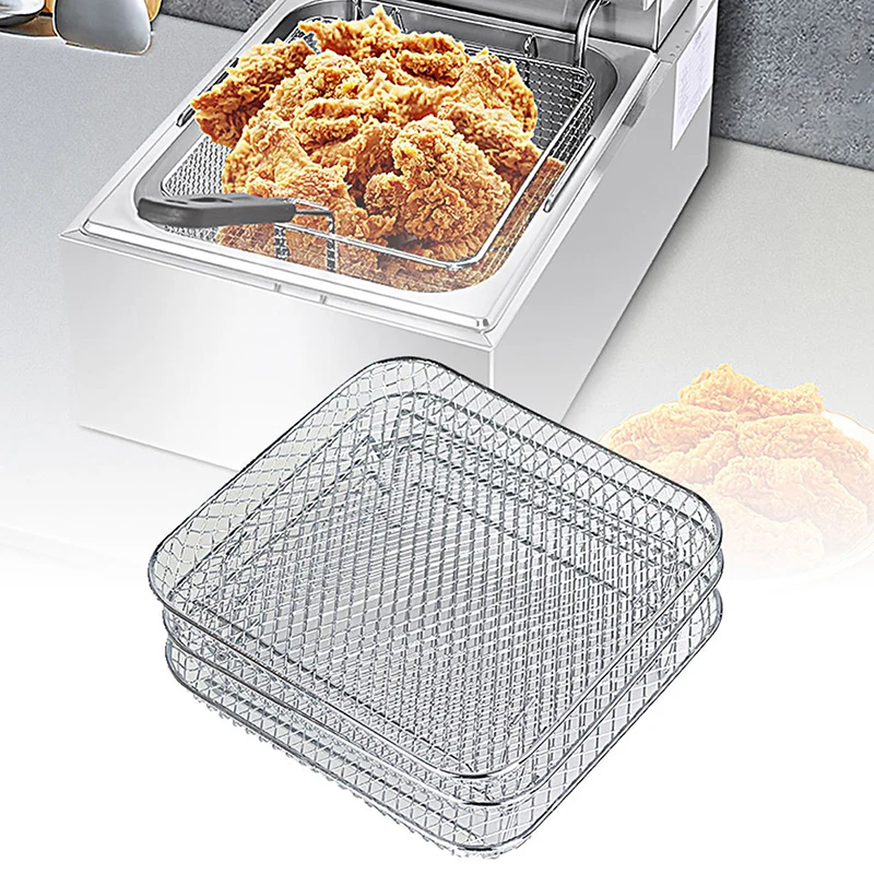 

Racks Pan Air Rack Tray Square Fryer Accessories Three-tier Air Tools Steaming Steel Baking Kitchen Fryer Grill Stainless