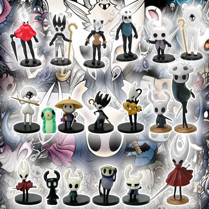 Фото Набор фигурок Hollow Knight: Silk Song Knight, Hornet, Grub, Zote, Quirrel, Shade, Cornifer, Myla. Милые аниме-фигурки, модель, игрушка, подарок. №1