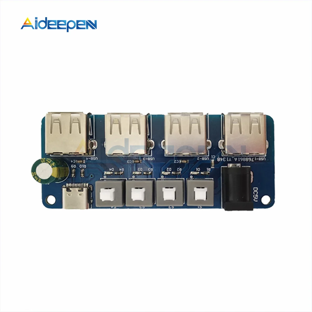 

Power Expansion Module Button Control 5V Power Supply 4 Channel USB Distribution Board Power Supply Hub