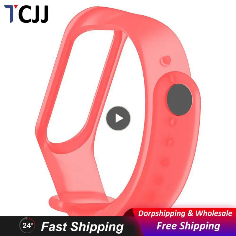

1~10PCS Transparent Wristband Sweatproof Unisex Silicone Strap Thickened Replacement Strap For Mi Band 5/6 Tpu Waterproof